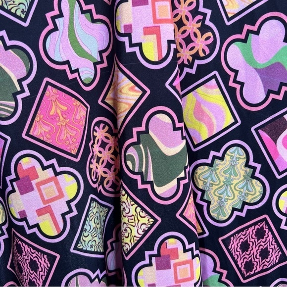 ASOS Curve Size 14 Retro Print V-Neck Flare Sleeve Mini Dress NEW - Picture 3 of 10